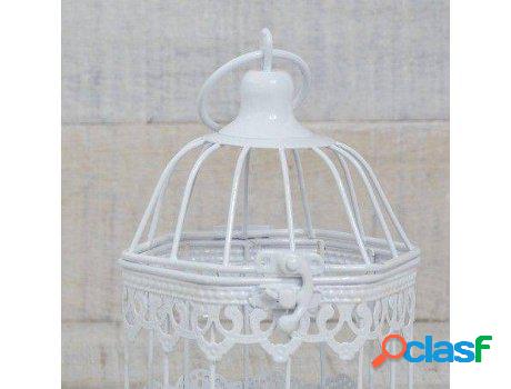 Jaula Decorativa HOGAR Y MÁS Metálica Blanco Con Diseño
