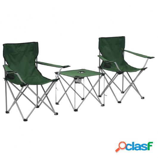 Juego de mesa y sillas de camping 3 piezas verde