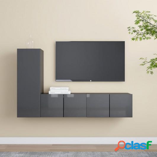 Juego de mueble para TV de 3 piezas aglomerado gris