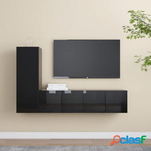 Juego de mueble para TV de 3 piezas aglomerado negro