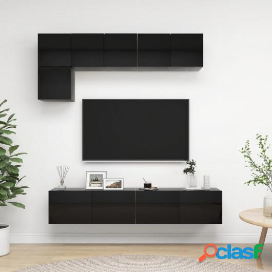 Juego de mueble para TV de 5 piezas aglomerado negro