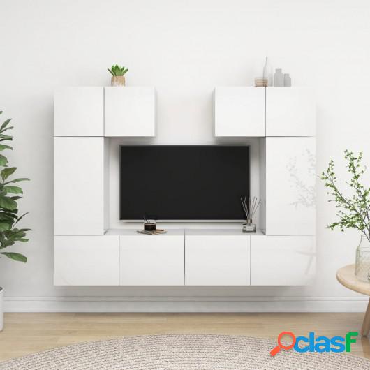 Juego de mueble para TV de 6 piezas aglomerado blanco