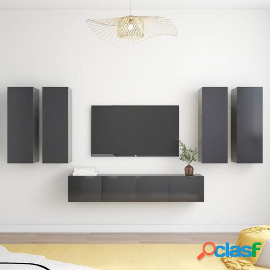 Juego de mueble para TV de 6 piezas aglomerado gris