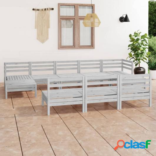 Juego de muebles de jardín 10 piezas madera maciza pino