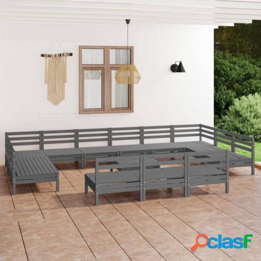 Juego de muebles de jardín 14 piezas madera maciza de pino