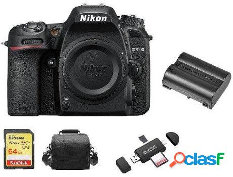 Kit Cámara Réflex NIKON D7500 Corpo + Tarjeta SD de 64GB +