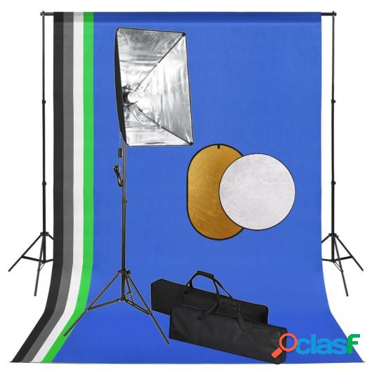 Kit de estudio fotográfico con luces softbox fondo y
