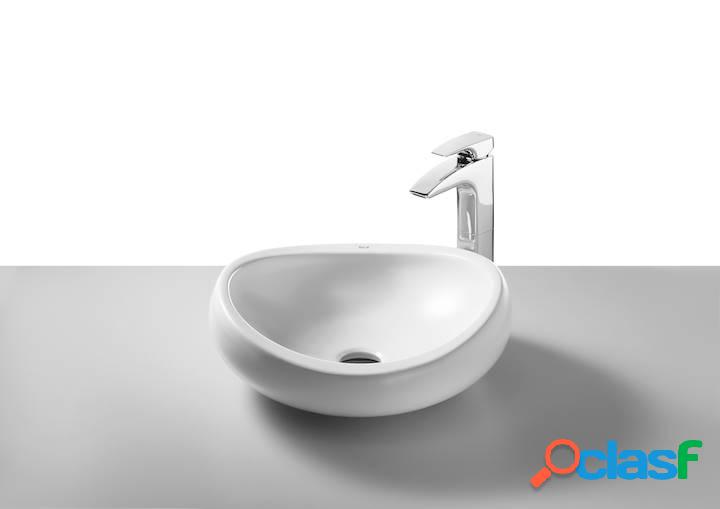 Lavabo de porcelana Roca Urbi sobre encimera 450x450x180mm