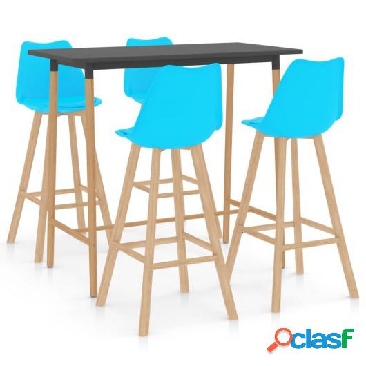 Mesa alta y taburetes de bar 5 piezas azul