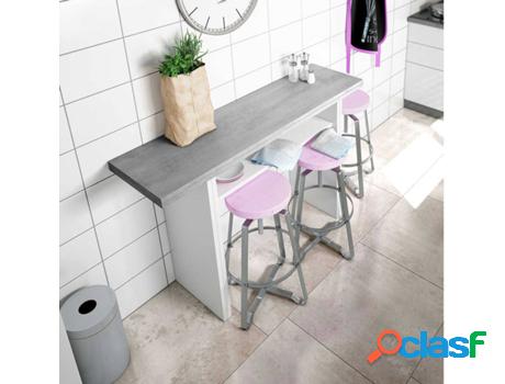 Mesa de Cocina FORES Plegable (Blanco Artik - Gris Cemento -