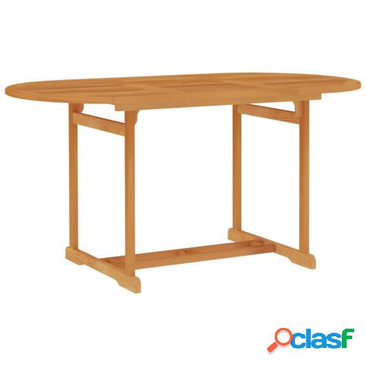 Mesa de jardín de madera maciza de teca 150x90x75 cm