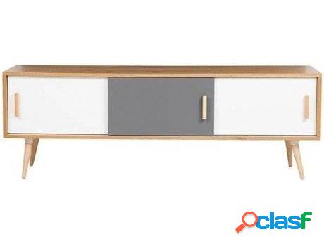 Mueble de TV BELIANI Indiana (160x40x55cm - MDF - Blanco)