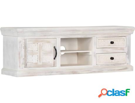 Mueble de TV VIDAXL (120x30x40cm - Madera Maciza - Blanco)