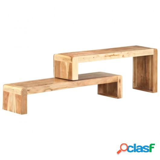 Mueble de TV de 2 piezas de madera maciza de acacia