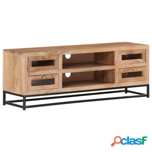 Mueble de TV de madera maciza de acacia 110x30x40 cm