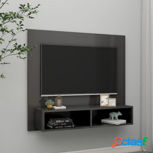 Mueble de TV de pared aglomerado gris brillante 102x23,5x90