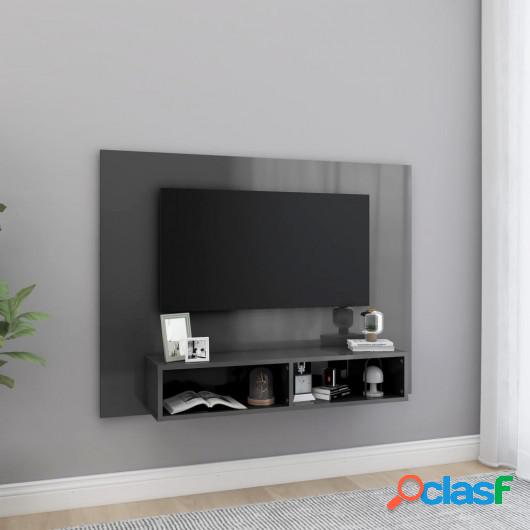 Mueble de TV de pared aglomerado gris brillante 120x23,5x90