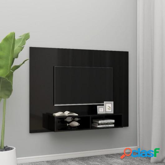 Mueble de TV de pared aglomerado negro brillo 135x23,5x90 cm