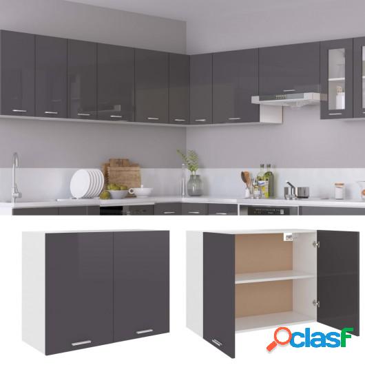 Mueble de cocina aglomerado gris brillante 80x31x60 cm