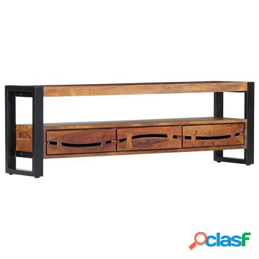 Mueble para TV de madera maciza de acacia 140x30x45 cm