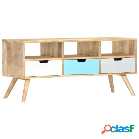Mueble para TV de madera maciza de mango 110x35x48 cm