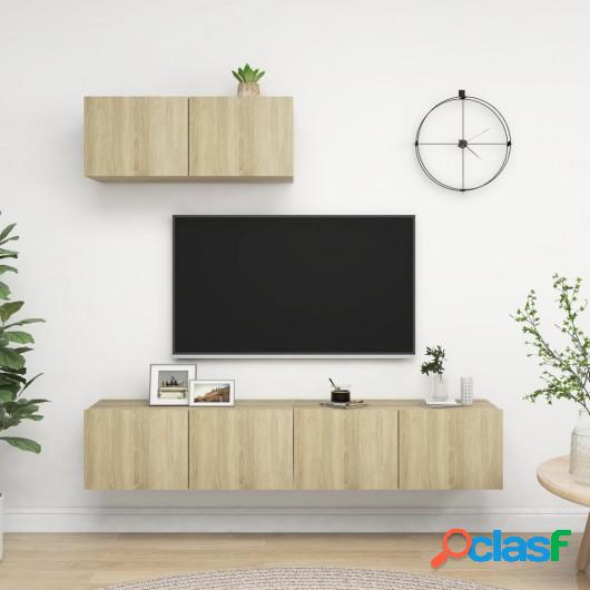 Muebles de TV 3 piezas aglomerado color roble Sonoma