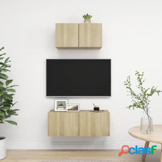 Muebles de pared de TV 2 pzas aglomerado color roble Sonoma