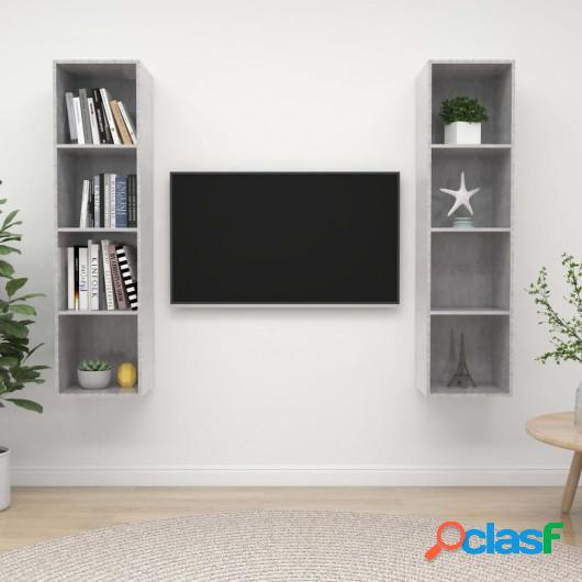 Muebles de pared para TV 2 uds aglomerado gris hormigón