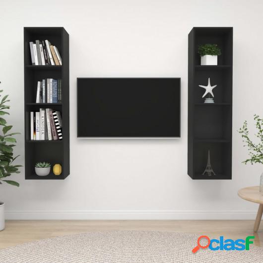 Muebles de pared para TV 2 uds aglomerado negro