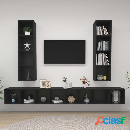 Muebles de pared para TV 4 uds aglomerado negro