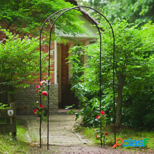 Nature Arco de jardín de metal negro 100x37x230 cm