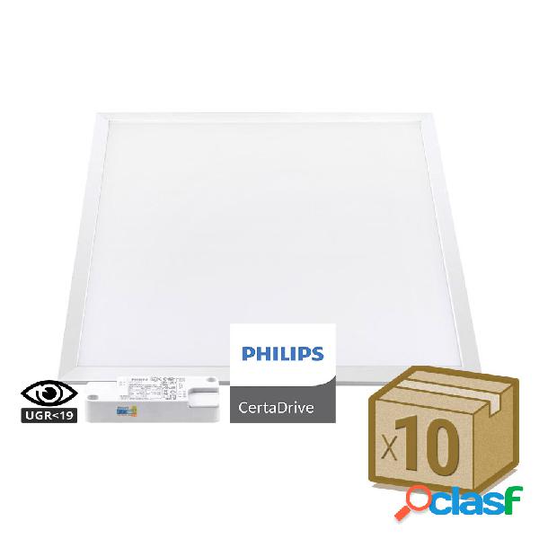 Pack 10 x paneles led 44w 60x60cm ugr<19 philips certadrive