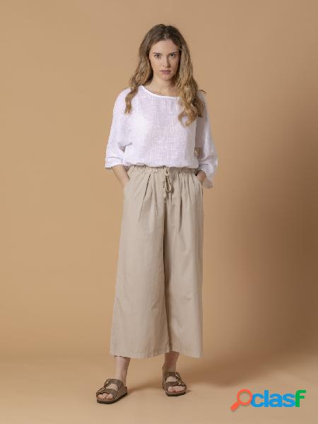 Pantalón amplio de popelín elástico cintura ajustable