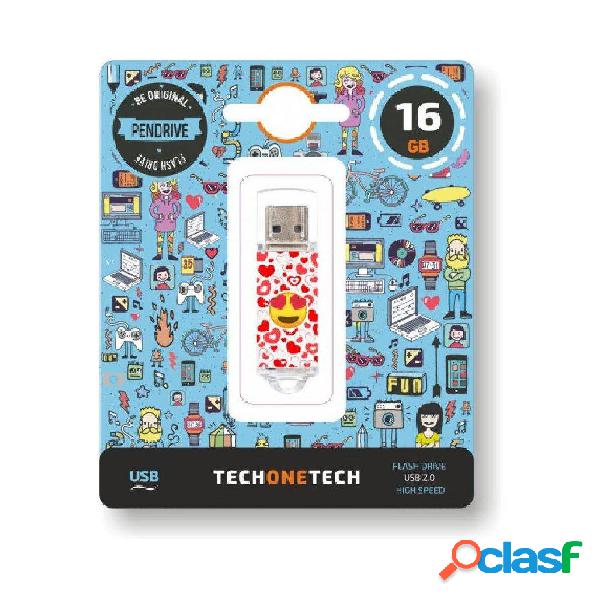 Pendrive 16GB Tech One Tech Emojis Heart Eyes USB 2.0