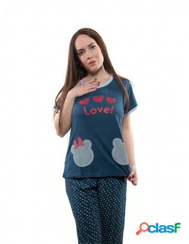 Pijama De Mujer Verano Love L Azul Marino