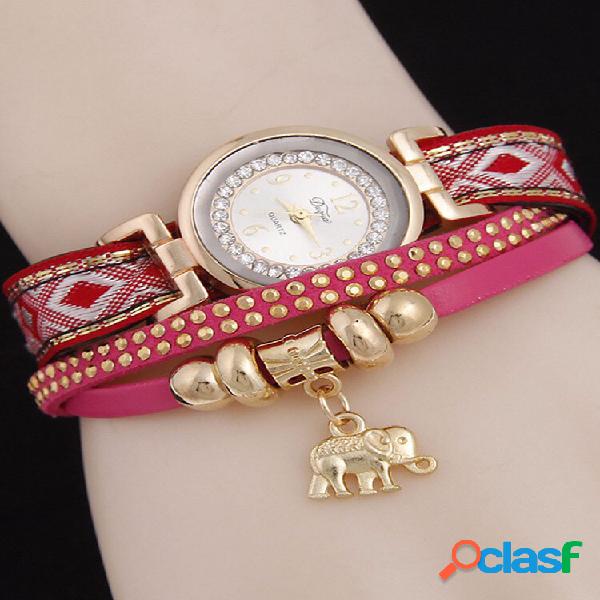 Remaches de cuero Elephant Colgante Watch