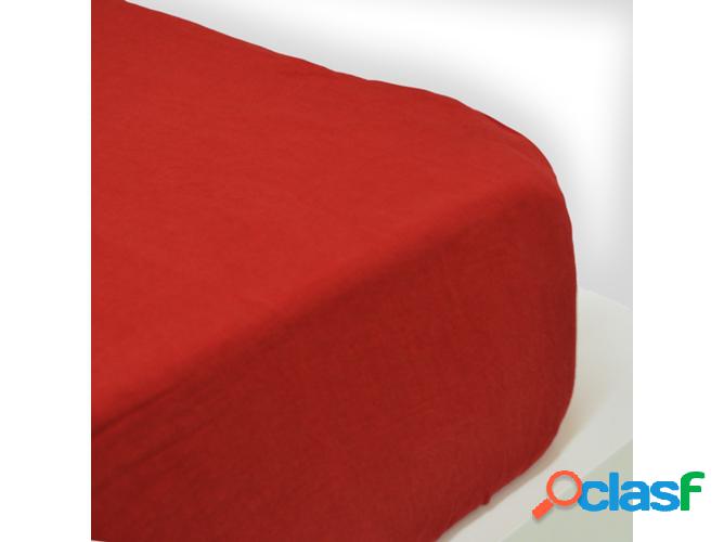 Sábana ajustable lino lavado ANGELLINEN rojo 160 x 200 cm