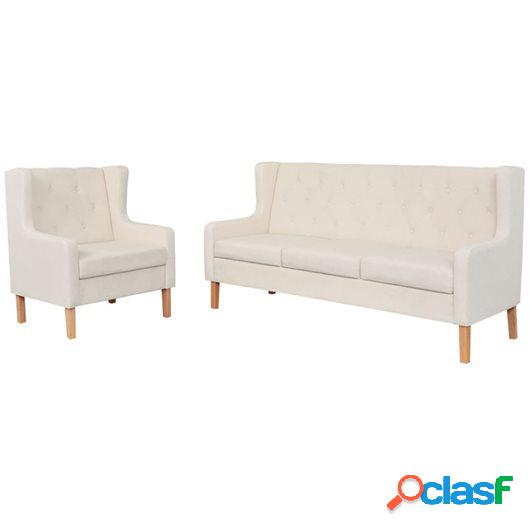 Set de sofás de 2 piezas de tela color blanco crema