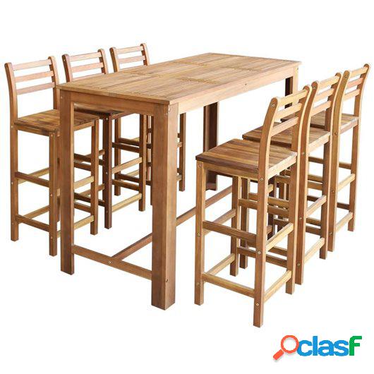 Set mesa de bar y sillas 7 piezas de madera de acacia maciza