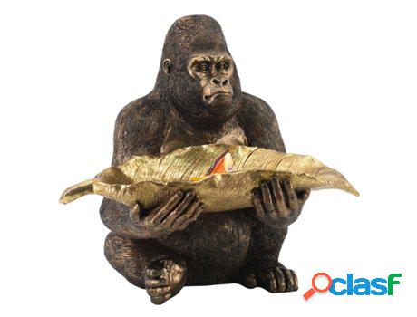 Signes Grimalt - Figura Gorila con Hoja Dorado de Resina |