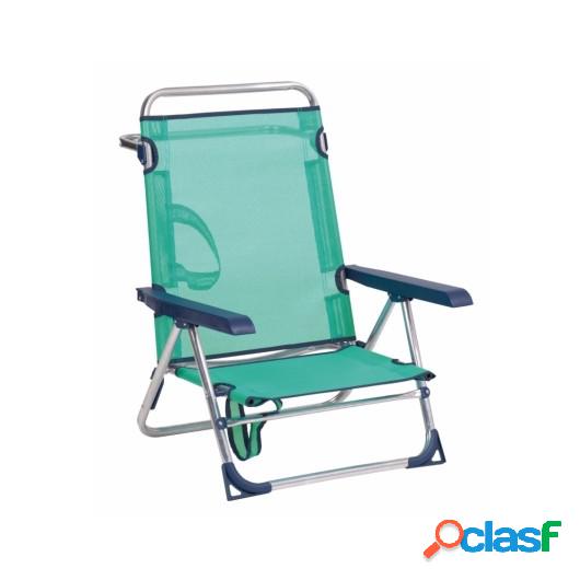 Silla Playa Cama Alco Aluminio Azul Con Asa