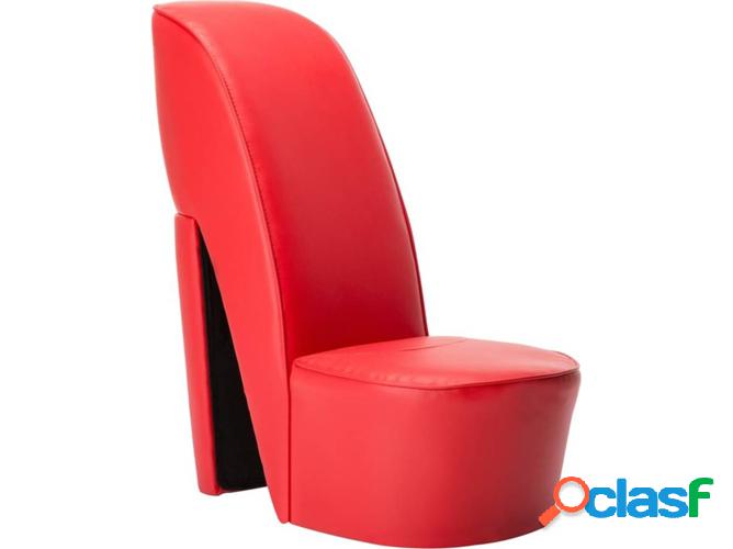 Silla VIDAXL estilo zapato salto alto cuero artificial rojo