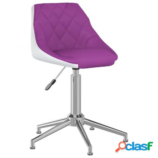 Silla de comedor giratoria cuero sintético morado y blanco