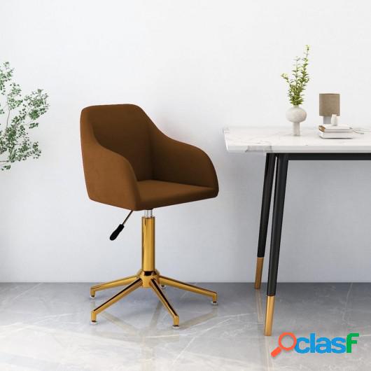Silla de comedor giratoria de terciopelo marrón