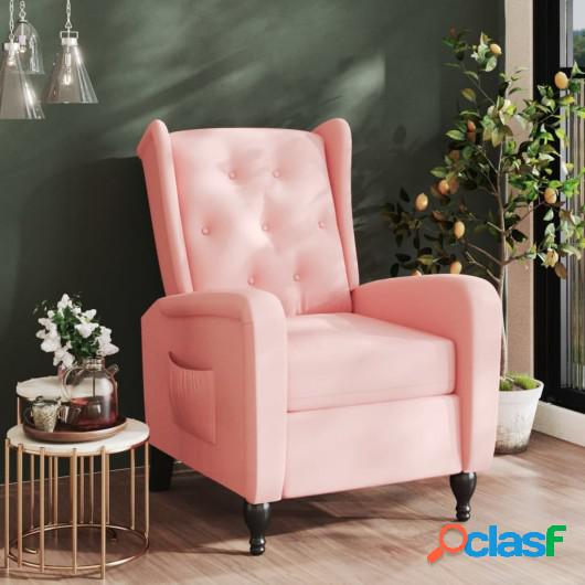 Silla reclinable de terciopelo rosa