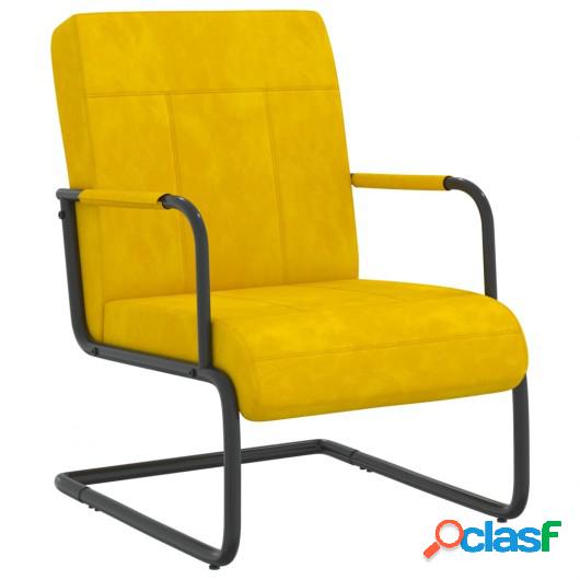 Silla voladiza de terciopelo amarillo mostaza