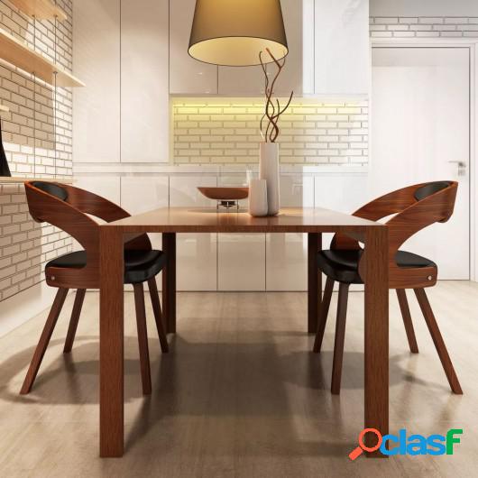Sillas de comedor 2 uds de madera con cuero artificial
