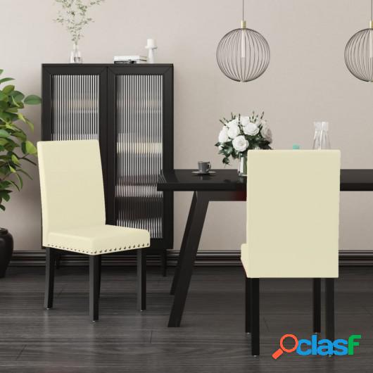 Sillas de comedor 2 unidades tela color crema PVC