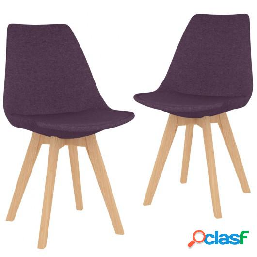 Sillas de comedor 2 unidades tela moradas