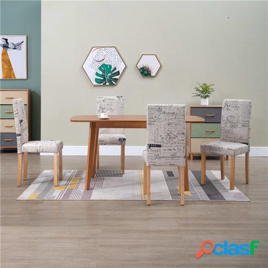 Sillas de comedor 4 unidades poliéster color crema